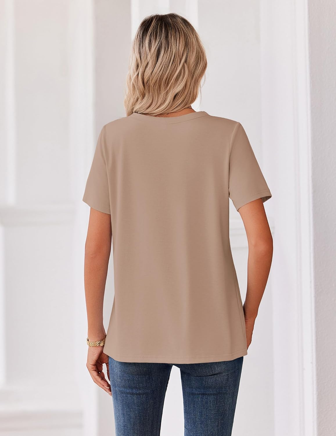 Zeagoo Womens Summer Tops V Neck Short Sleeve Shirts Dressy Casual Blouse Spring Vacation Tshirts Clothes - Image 6