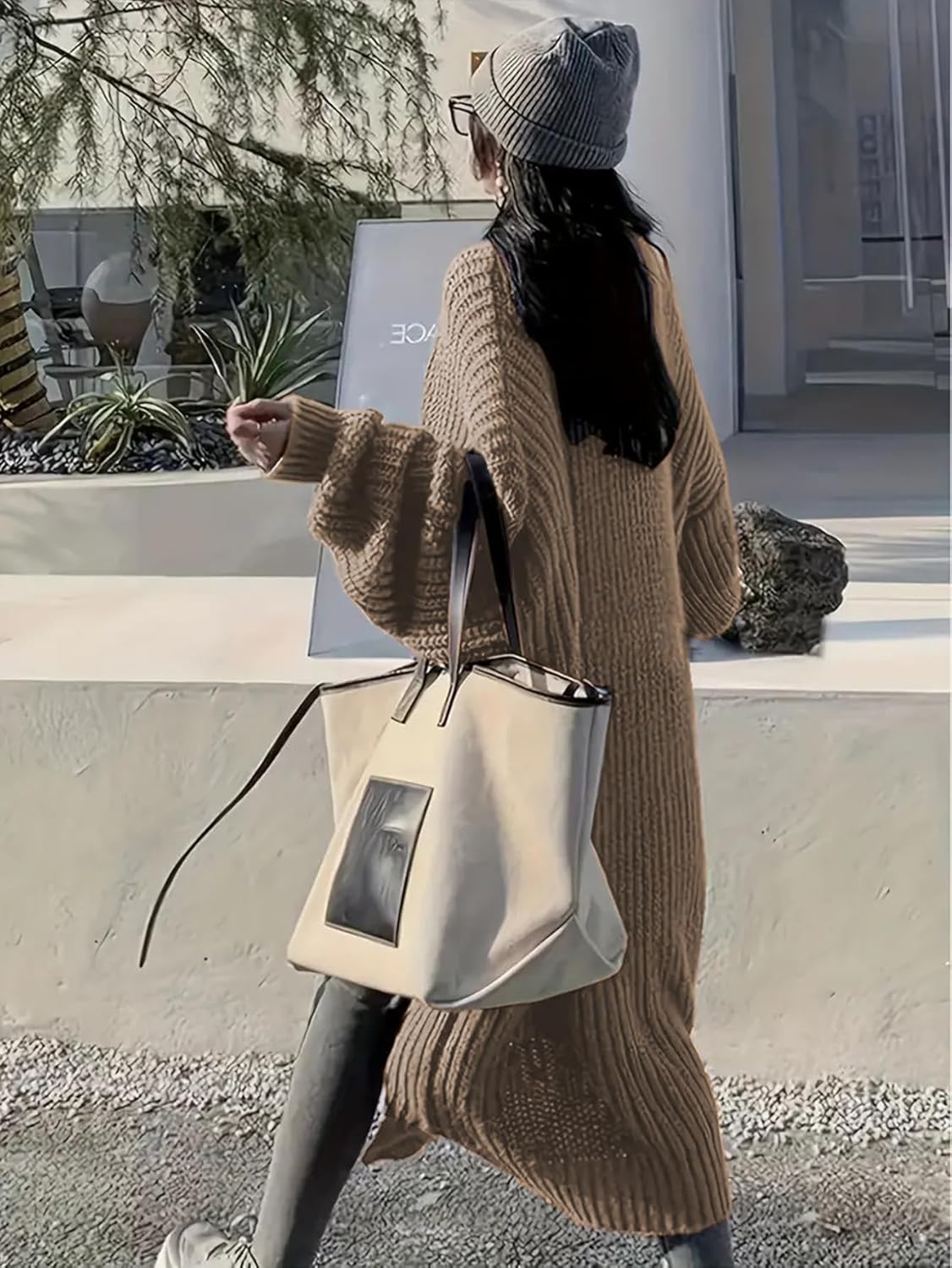 Womens Long Cardigan Sweaters Open Front Oversized Duster with Pocket for Women 2025 Fall Winter Knit Design Coats - Image 3