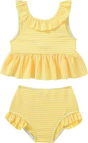 Baby Girl Swimsuit Back Bow Striped Bikini Toddler Girls Two Piece Summer Beach Bathing Suit 6M-5T