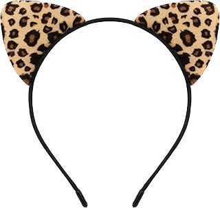Furry Cat Ears Headband Women, Black Kitty Ear Cat Accessories for Halloween Cat Woman Costume Outfit