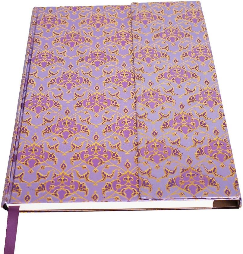 Retro Foil Notebook Journal Diary with Magnetic Closure Pen Loop and Expandable Pocket 192 Blank Pages Acid Free Sheets 6 X 8 Inches (Purple) Office Product