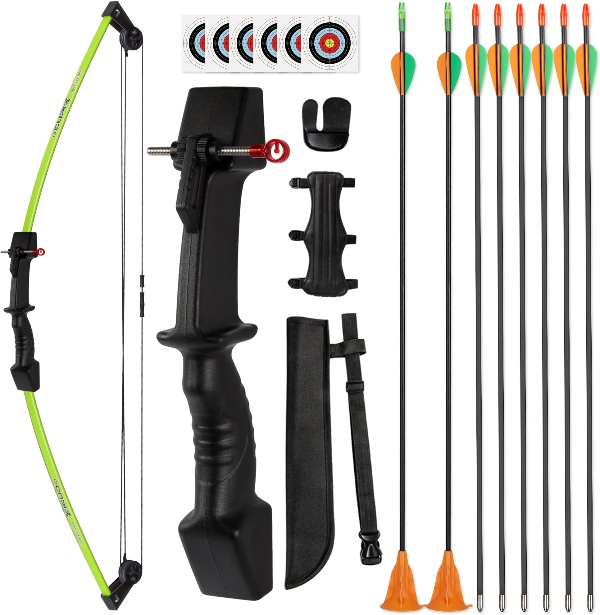 The7boX 18lb Bow and Arrow for Teens Beginner Archery Set Dual Arrow Rest for Left and Right Hands, Equipped with 6 Blunt Arrows 2 Sucker Arrows