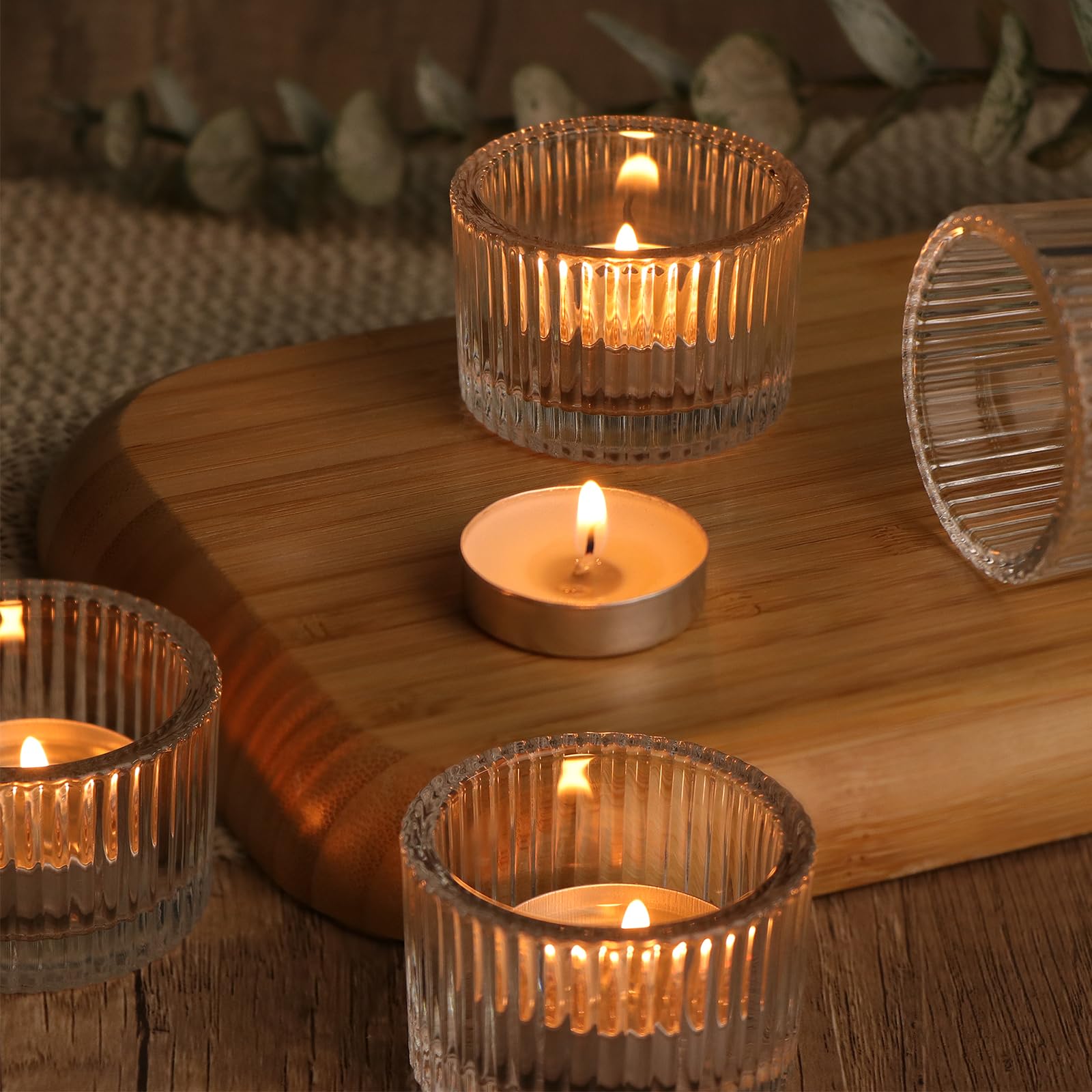 Auzritek Lot de 24 Photophore Verre, pour la Décoration De la Maison Bougeoir Verre, Photophore Bougie Transparents, Décoration Idéale pour Dîner, Mariage, Fête, Noël, Nouvel an, Thanksgiving