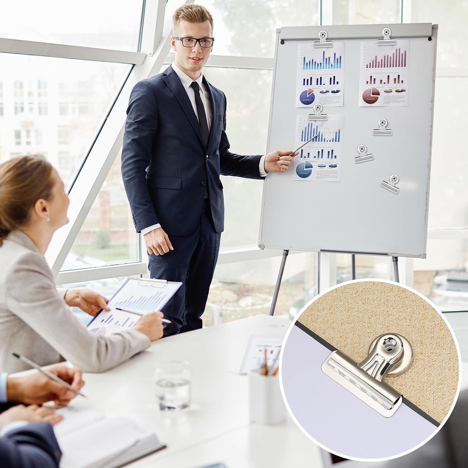 18 Pcs 18 Pcs Magnetic Clips 2.2 Inch Metal Heavy Duty Refrigerator Magnet Clips with Box for Whiteboard Fridge Photo Displays Office School Classroom(Silver) - Image 4