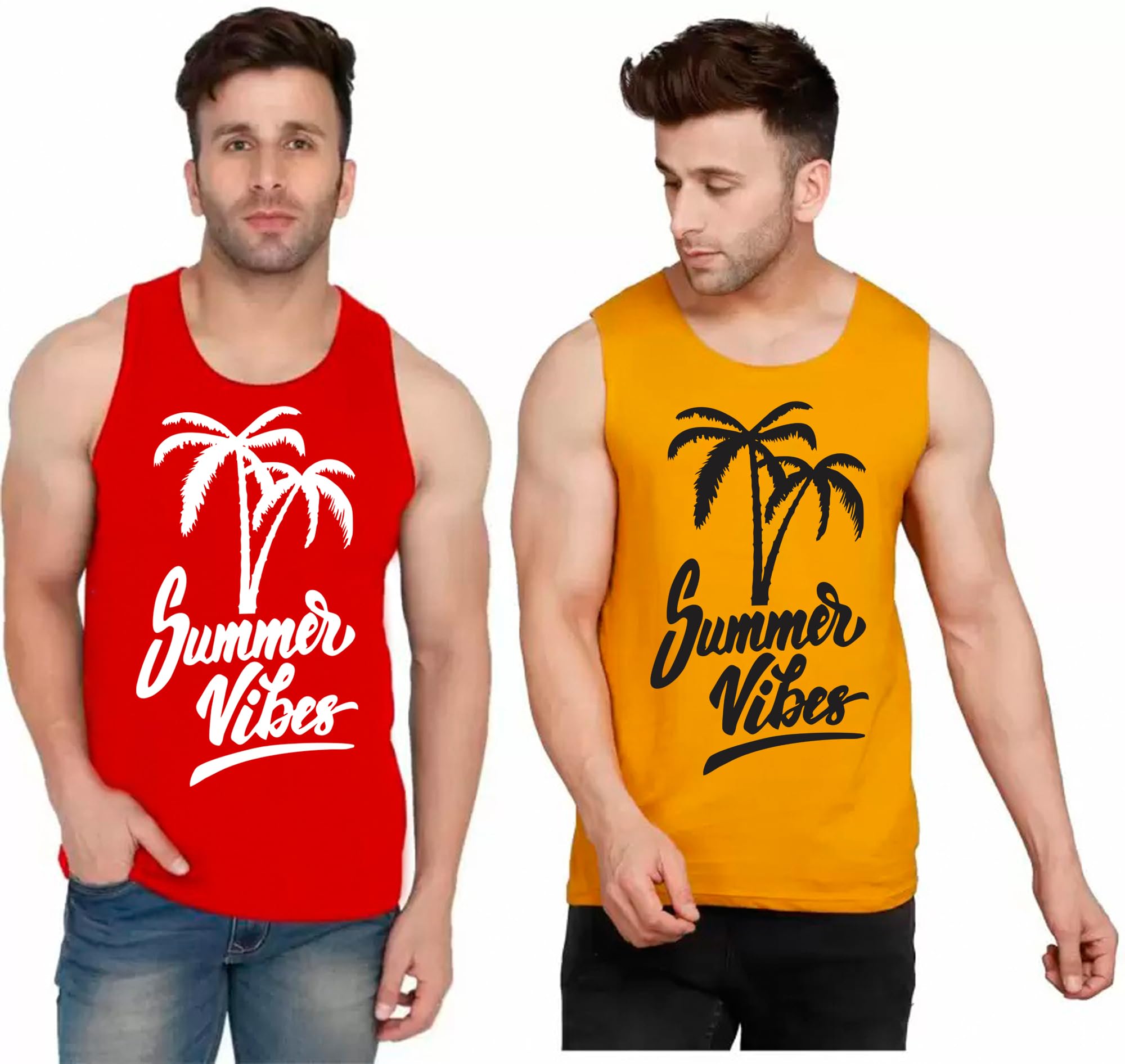 bqf Men's Cotton Printed Vest, Baniyan, Innerwear Combo Pack of 2 Multicolour Pack-picture-21