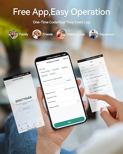 Miniatura 5 de Cerradura de puerta inteligente, cerradura de puerta con huella dactilar, entrada sin llave con teclado electrónico, control de aplicación, bloqueo