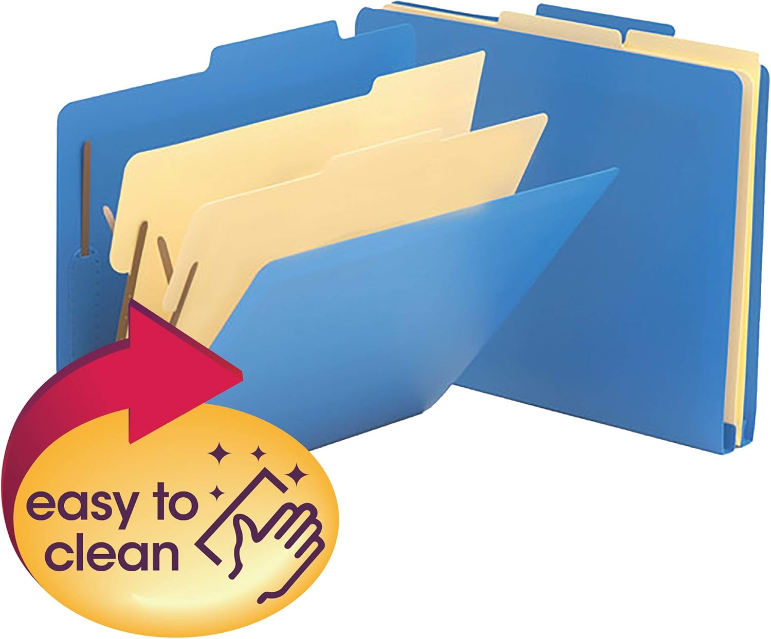 Smead Poly Classification Folder, 2 Dividers, 2" Expansion, 2/5-Cut Tab, Letter Size, Blue, 10 per Box (14045) - Image 3