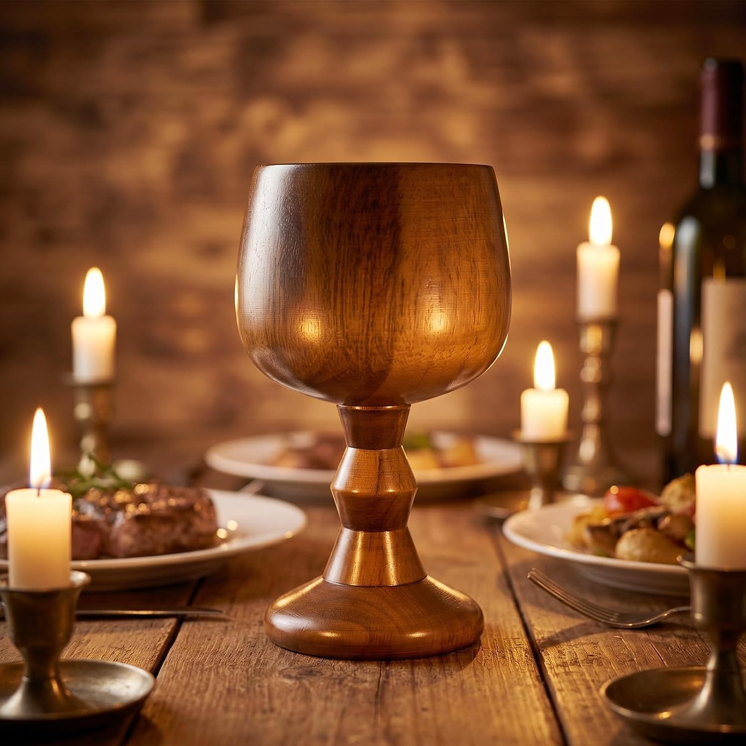 Wood Whiskey Cup, Wine Goblet Hand-Made Jujube Wooden Wine Goblet Drinking Cup Chalice-Goblet Vintage Jujube Medieval Drinking Cups Wood Water Glass for Kitchen Accessories Communion Altar Celebrating