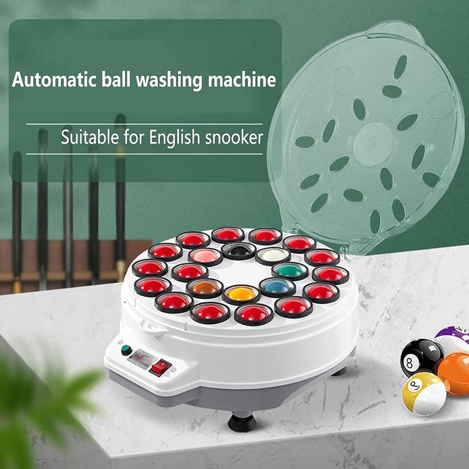 Pool Ball Polisher, 16 -Ball Automatic and 22 -Ball Cleaning Machine, Pool Polisher Cleaning Machine ~/