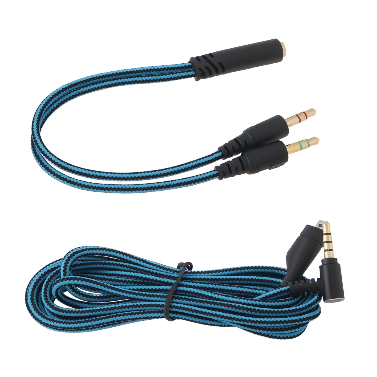 Be In Your Mind 1 Set of 2 PCs Replacement Audio Braided Cable 2M with Y Adapter Compatible with SteelSeries Arctis 3, 5, 7, Pro, Prime Gaming Headsets