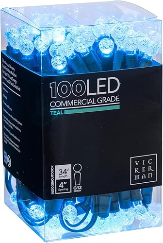 Miniatura 28 de Vickerman 100 Light G12 LED Light Set Yellow Lights on Green Wire