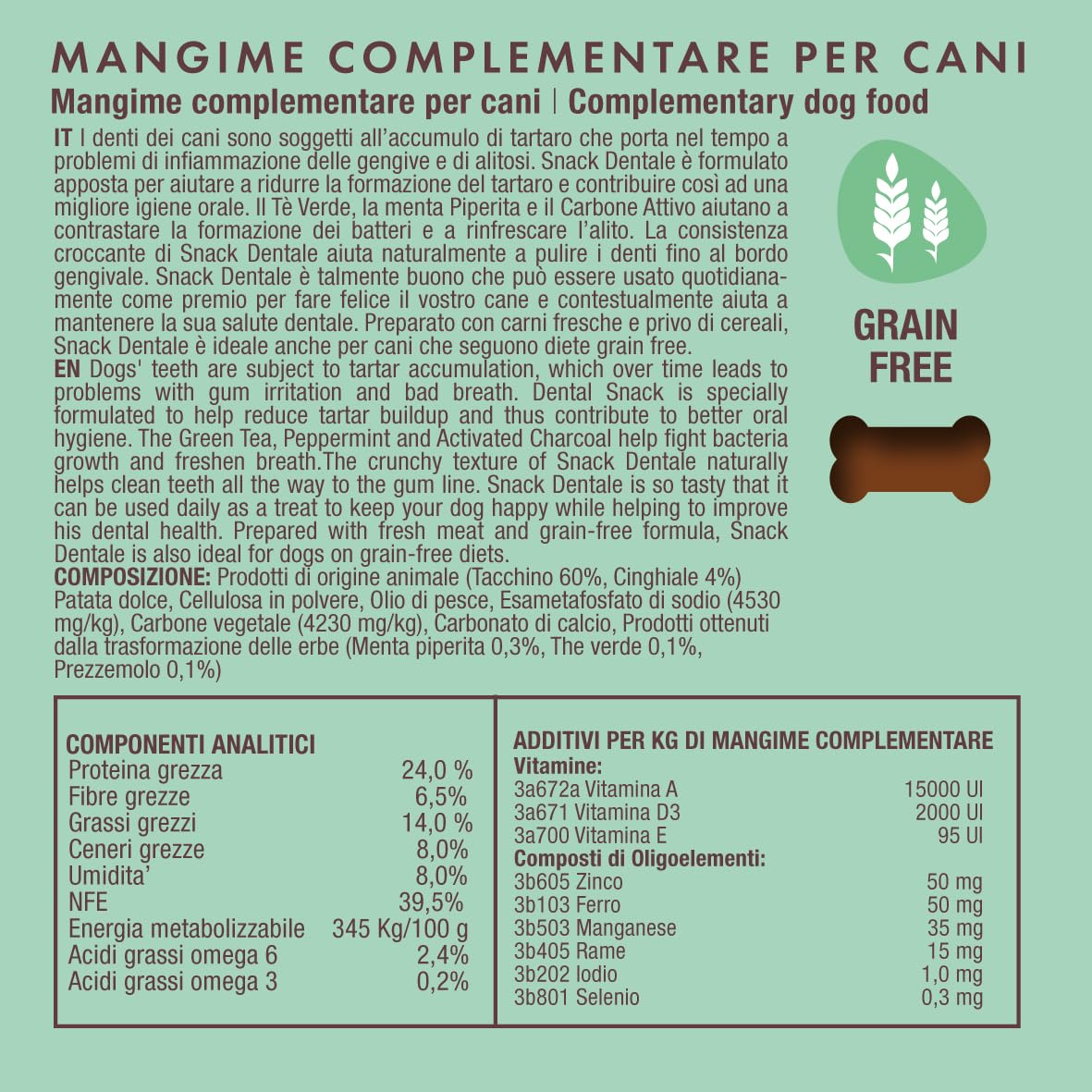Marty & Co - Snack Dentale- Biscotto- Migliora Alitosi e Previene e Rimuove Tartaro -per Cane e Gatto -Con Menta Piperita, Tè Verde, Vitamina A,D, E, CarboneVegetale Attivo - gr 80
