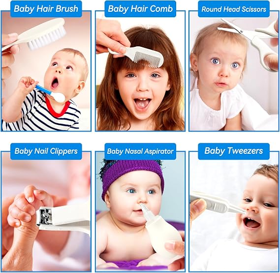 Baby Healthcare and Grooming Kit, Portable Baby Safety Care Set, Baby Essentials kit for Newborn (Grey White 20 in 1)