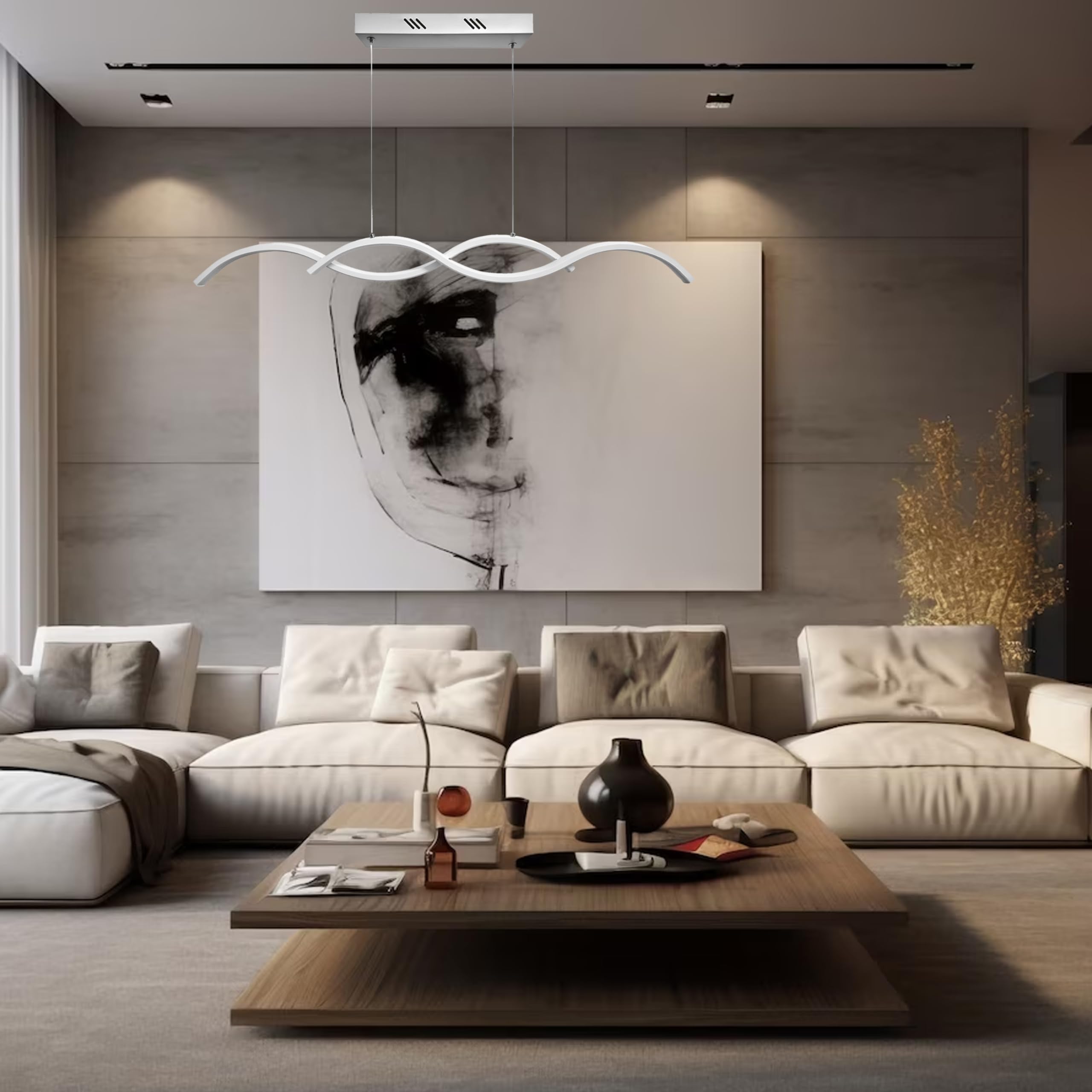 MAKA Lampadario a Led da Soffitto | 25W, 6500K Bianco Freddo | Pendente a Sospensione Moderno per Cucina, Salotto, Camera Letto, Ingresso, Bagno, Ufficio