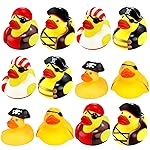 12 Pcs Pirate Rubber Ducks Mini Ducks for Baby Bath Toys Pirate Party Favors