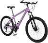26 Mens Womens Mountain Bike 21 Speed Classic High Carbon Steel Frame Mountain Bike Daul Disc Brake Comfortable Commuter Bike Beach Cruiser Bike Purple