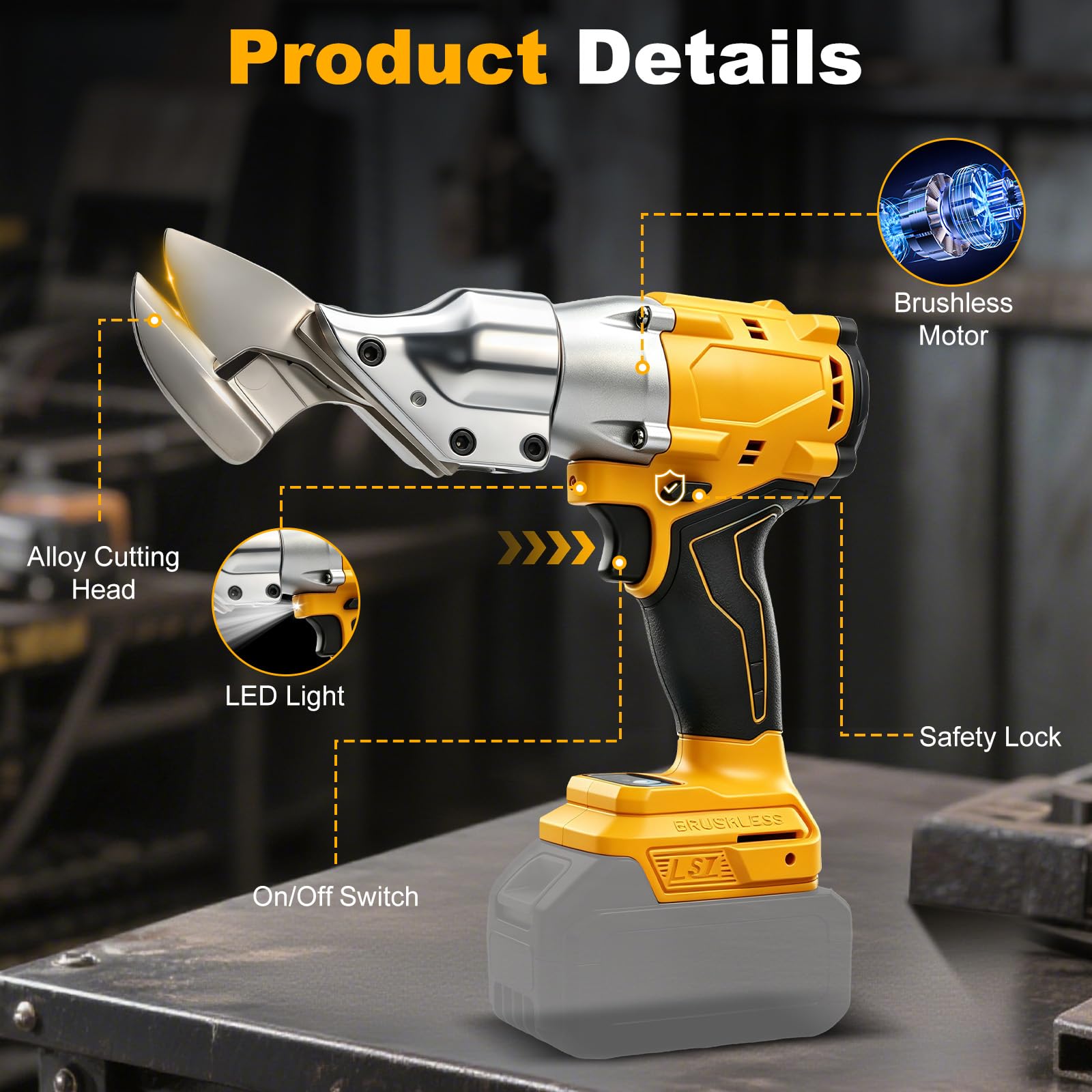 Cizalla de metal inalámbrica compatible con batería Dewalt de 20 V (sin batería)