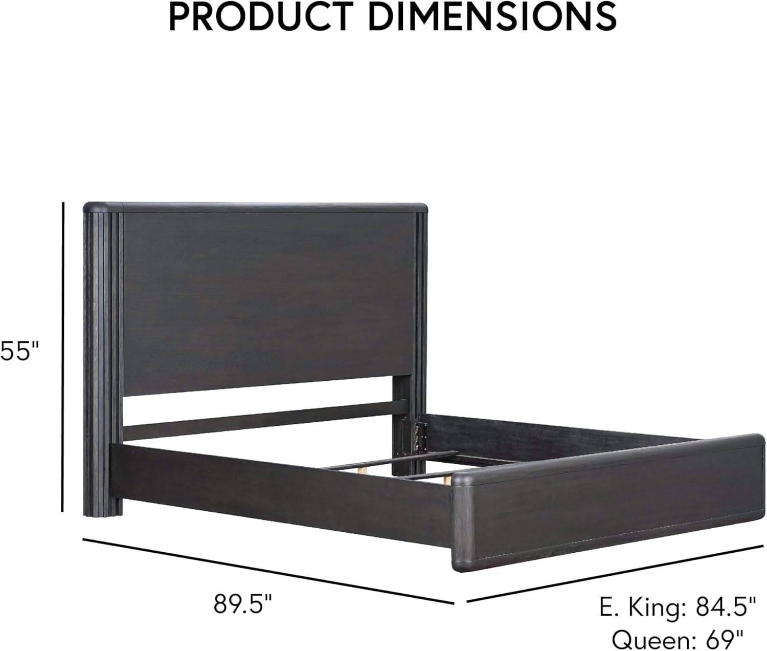 Furniture of America Elizea Modern Contemporary Solid Wood Queen Bed with Panel Headboard, Rounded Edges, Box Spring Needed for Bedroom, Guest Room, Black