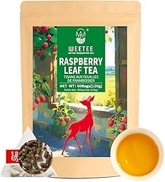 WT WEETEE Red Raspberry Leaf Tea Bags 60 Count, Pure Cut & Sifted Raspberry Leaf, Taste Similar to Green Tea, No Sugar, No Caffeine, Natural Pregnancy Tea