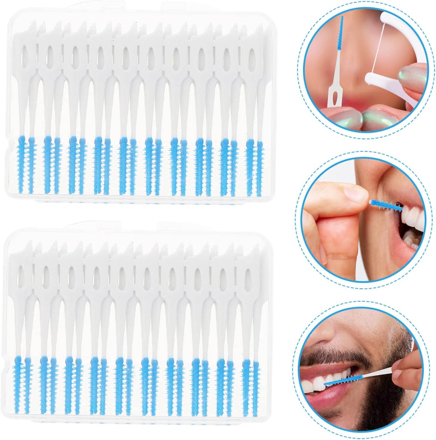 CALLARON 80pcs Elastic Interdental Brushes Set Flexible Oral Care Tools for Teeth Cleaning and Gum Health Interdental Cleaner Floss Pick Dispenser