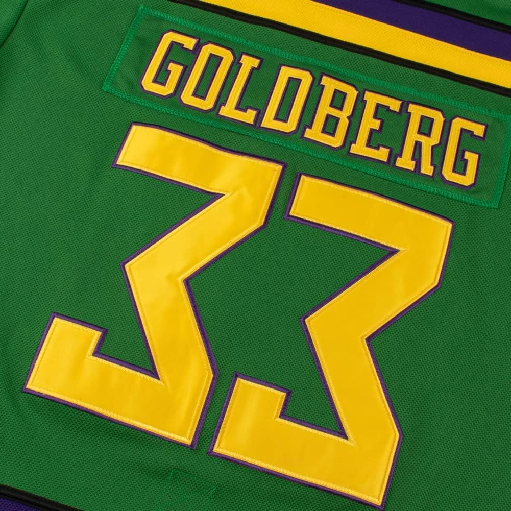Ducks Jersey Movie Ice Hockey Jersey Broidery Letters and Numbers (33 Green,S)
