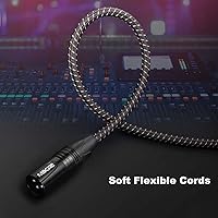 Vista 4 de Cables XLR de 1 pie, paquete de 2 cables de conexión cortos antienredos trenzados de 3 pines XLR macho a hembra para micrófono DJ