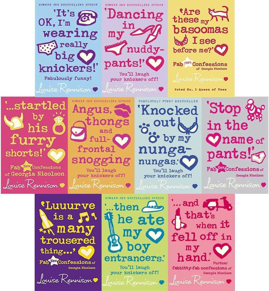 Georgia Nicolson Pack, 10 books, RRP ยฃ69.90 (including Angus, Thongs and Full Frontal Snogging; Are These My Basoomas?; Dancing In My Nuddy-Pants; It's OK I'm Wearing Really Big Knickers; Knocked Out By My Nunga-Nungas; and more).