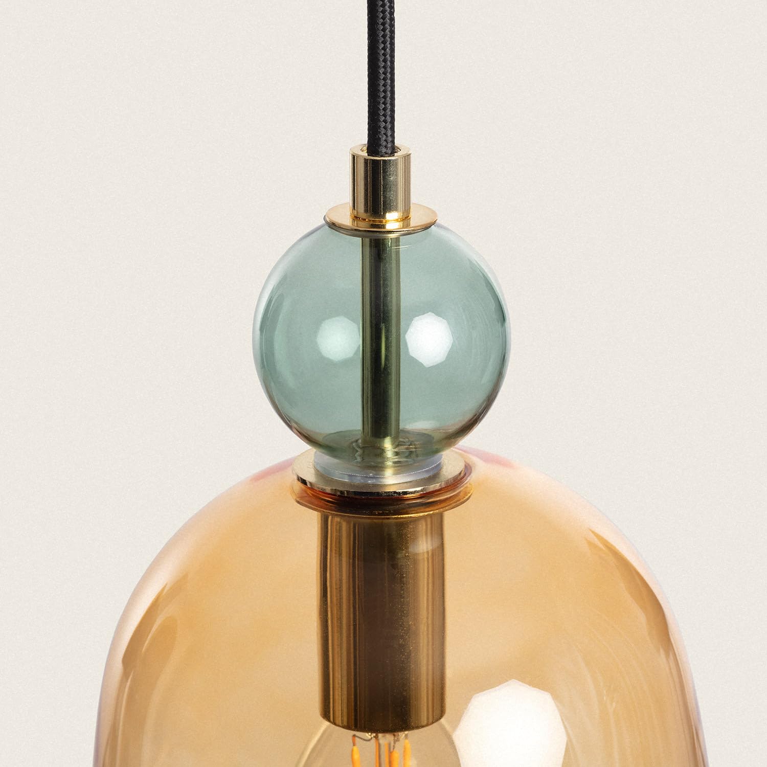 LEDKIA LIGHTING Lampada a Sospensione Metallo e Vetro Mono-Baudelaire Ambra E14