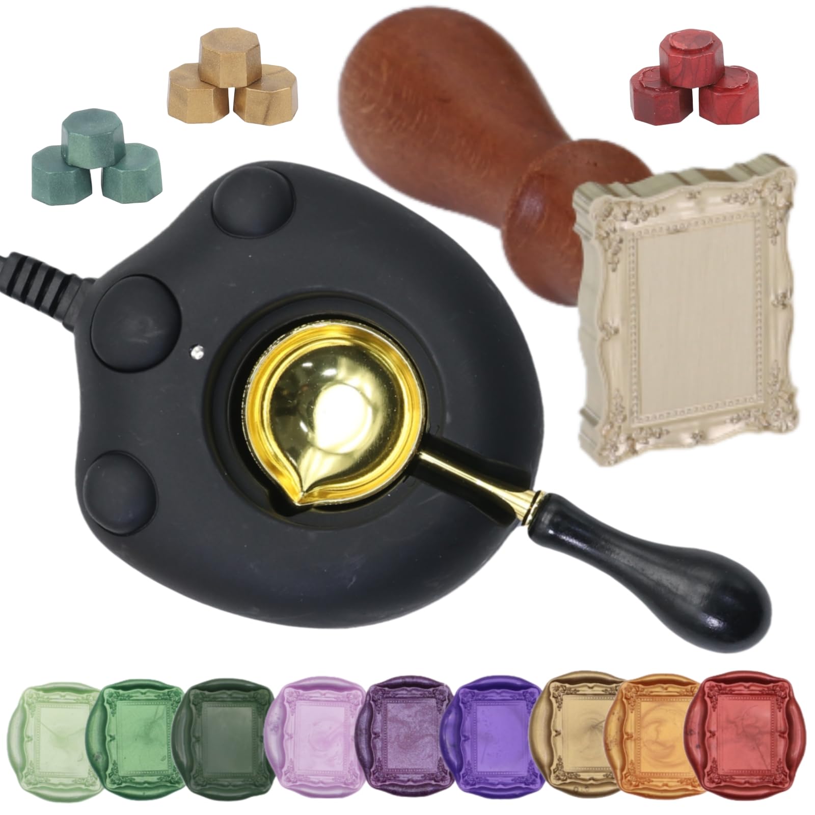 Kit di 728 perline di ceralacca elettriche, con scaldacera elettrico, fornace, telaio, penna dorata, pinzette (K001)