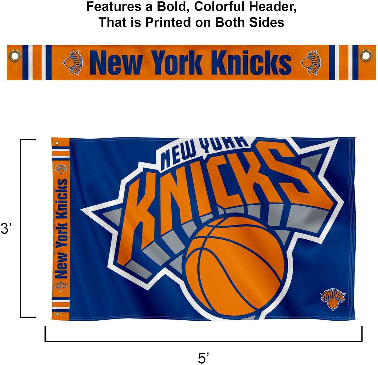 New York Knicks Printed Header 3x5 Premium Banner Flag - Image 2