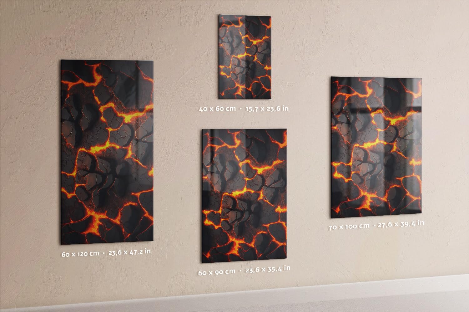 Lavagna Memo Magnetica in Metallo e Vetro 40x60 Lava volcano
