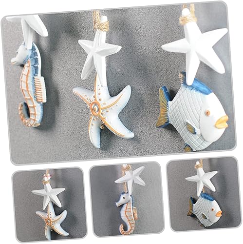 Miniatura 5 de Uonlytech 2pcs Wooden Seaside Hanging Decoration Coastal Beach Wall Art Nautical Hanging Ornaments Nautical Party Favors Gift Office Decorations