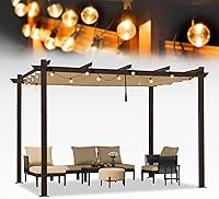 Vista 47 de PURPLE LEAF Pérgola Retráctil para Exteriores de 10' X 12' con Toldo de Sombra Solar Cubierta Blanca Refugio de Metal para Patio Jardín Porche Patio