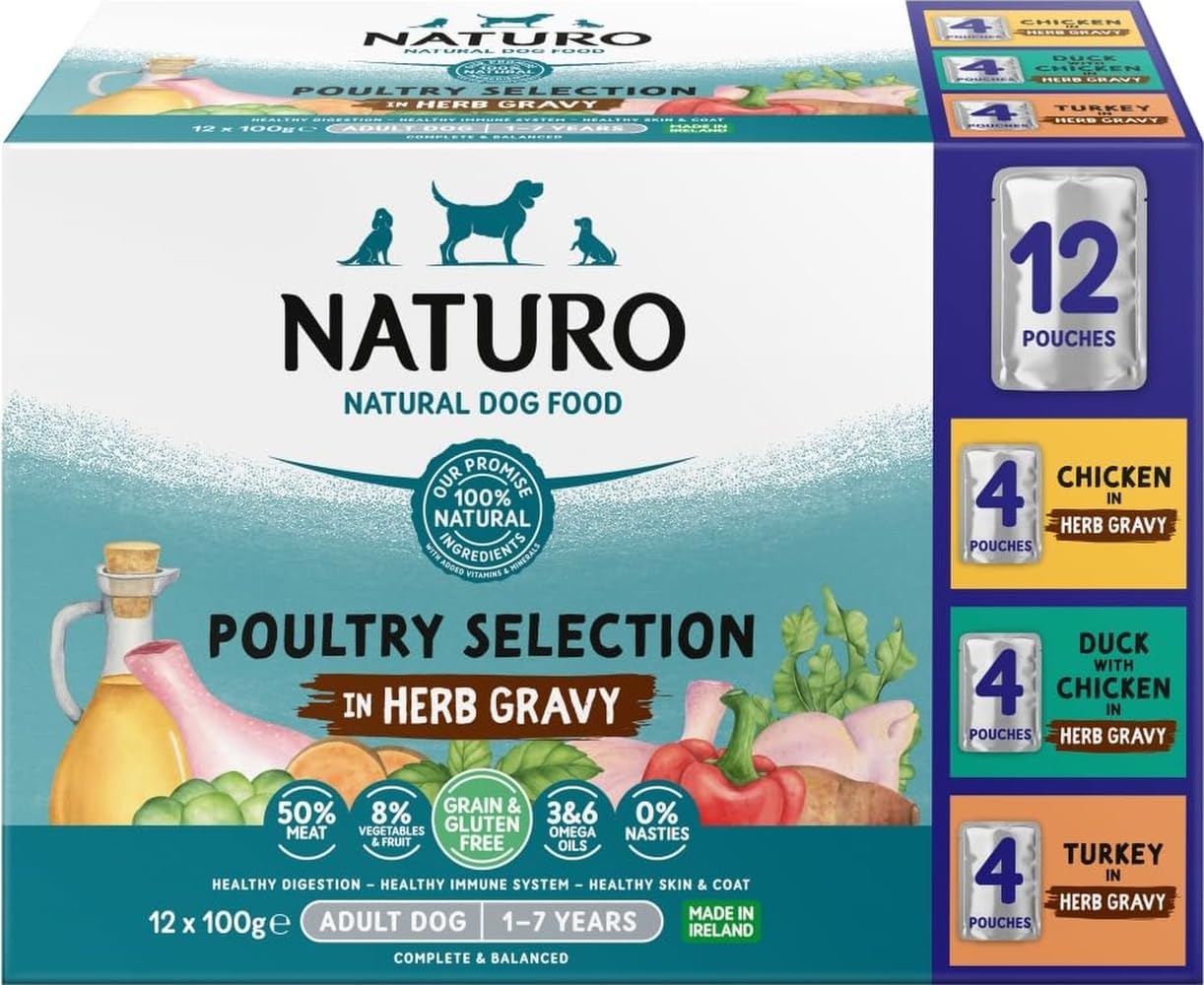 Naturo Adult Dog Grain And Gluten Free Poultry Selection In Herb Gravy 12x100g 1200g