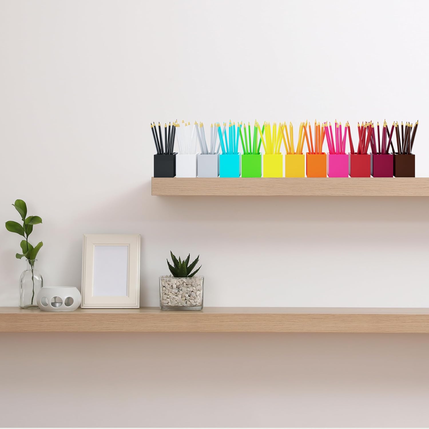 12 Pcs Crayon Organizer and Color Pencil Organizer, 12-Color Individual Pencil Holders for Classroom and Home Use (Crayons and Colored Pencils Not Included)