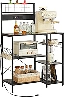 Vista 8 de Bakers Rack with Power Outlet, Bakers Rack with Storage, Microwave Stand with Storage for Home Use, Bakers Rack for Kitchen with Storage Cabinet