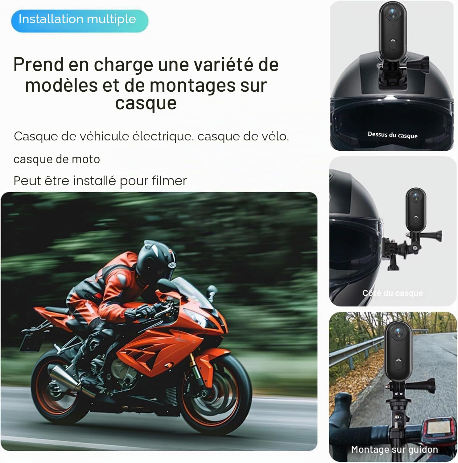 Mini Caméra Vlog Sport 4K, Caméra Sport 360° avec Clip Rotatif, Enregistrement Pendant Charge, Clip Magnétique, Action Caméra Casque Moto