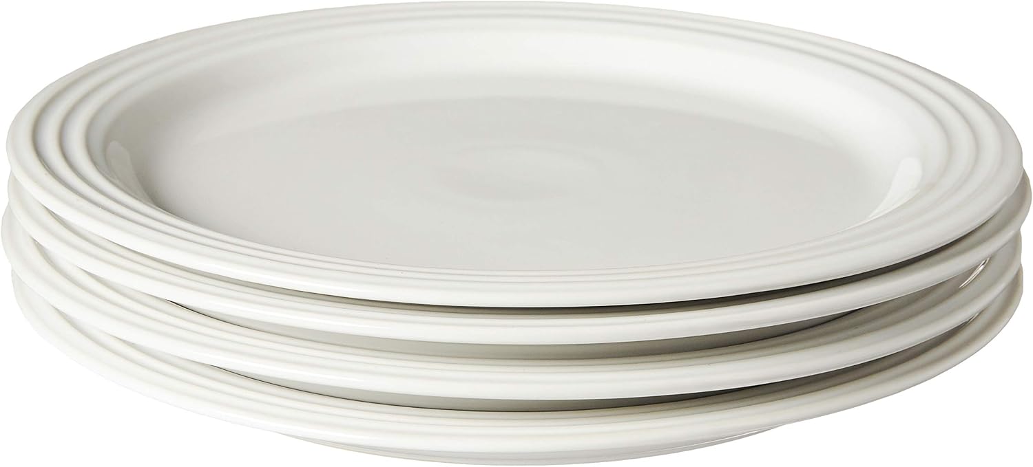 Le Creuset Stoneware Set of 4 Dinner Plates, 10.5" each, White