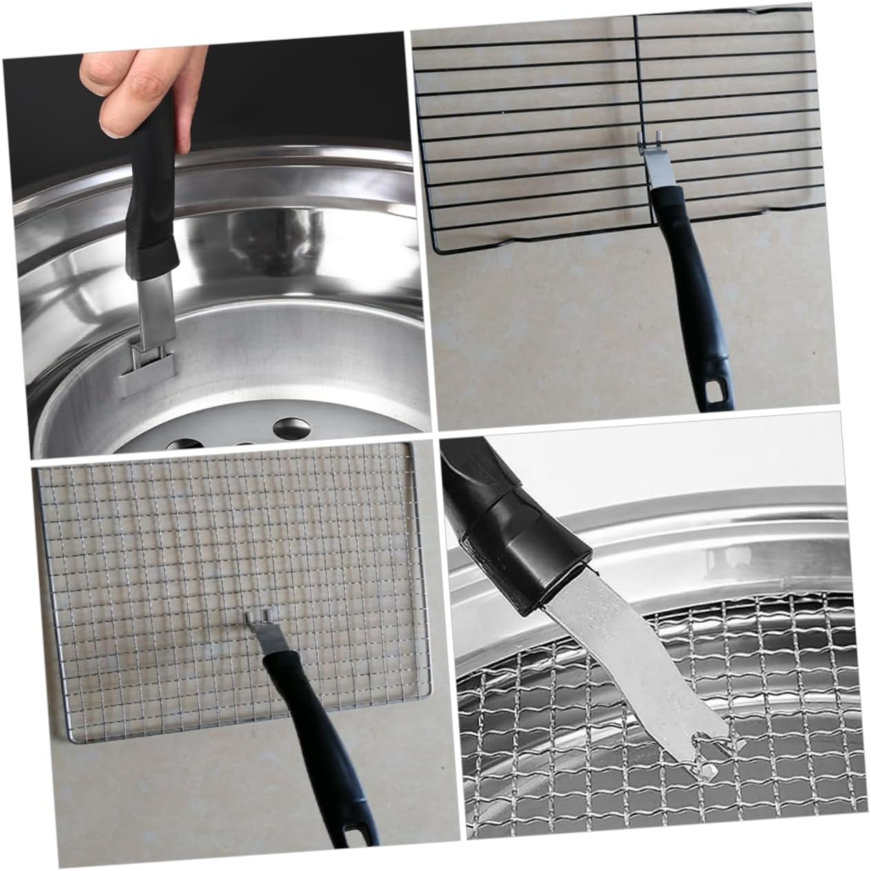 BESPORTBLE 3pcs Stainless Steel Grill Plate Lifter with Black Handle