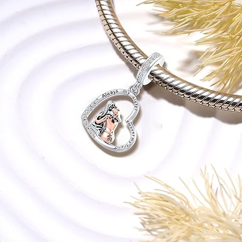 Miniatura 2 de Colgante de corazón de hermana para Pandora Braceelt grabado Always My Sister Forever My Friend, Diamante de imitación Metal, Circonita Cúbica