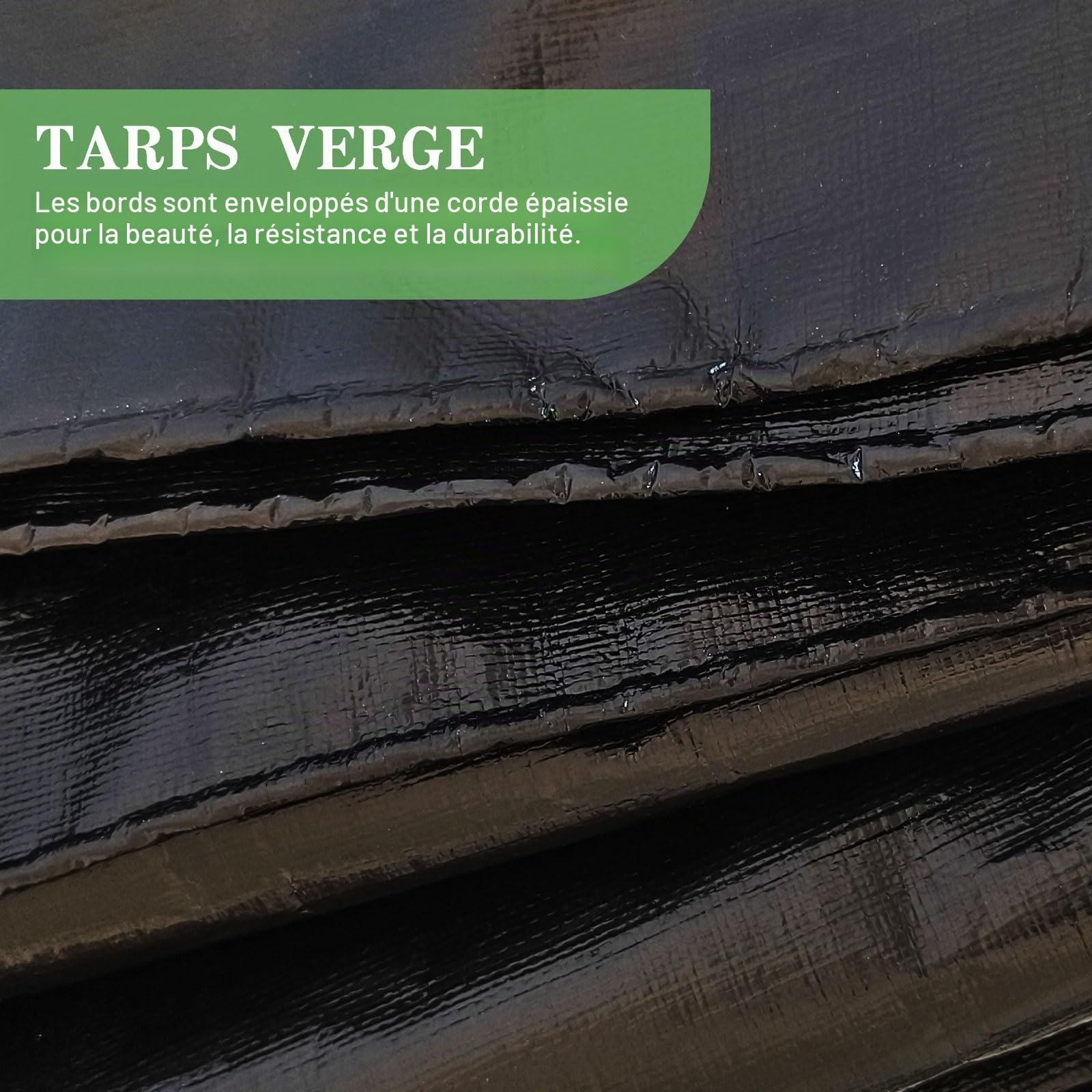 Bâche de protection imperméable 150 g/m² résistante et polyvalente, imperméable, anti-déchirures, imperméable pour meubles de jardin, trampoline de voiture, anti-déchirure, recouverte des