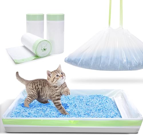 Miniatura 7 de Bolsas de basura compatibles con caja de basura segura para mascotas, 30 unidades con cordón, bolsas de basura para gatos para bandeja reutilizable,