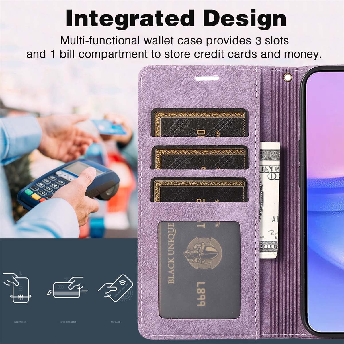 Coque Portefeuille Pour Xiaomi 14T Pro 5G : Étui En Cuir Synthétique Avec Mots Papillon & Orchidée – Violet Élégant