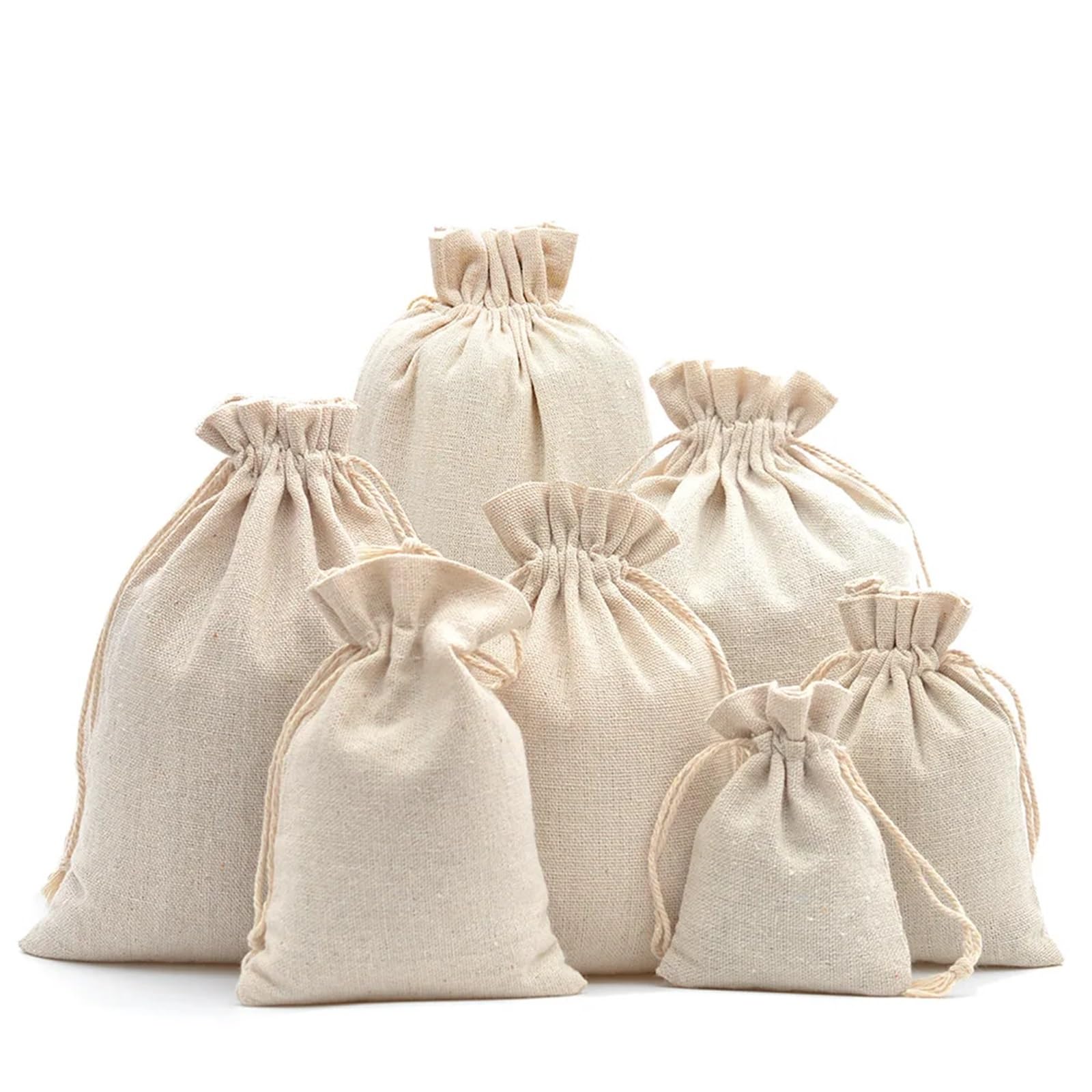 Sacs Cadeaux réutilisables à Cordon en Coton, Multi-Tailles, 10/50 pièces, Sacs d'emballage de Bijoux, décoration de fête de Mariage, Sac à Cordon, Pochette Cadeau(10X12CM_50PCS)