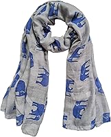 Vista 10 de V28 Hermosa bufanda larga y suave con estampado de elefante azul - grande
