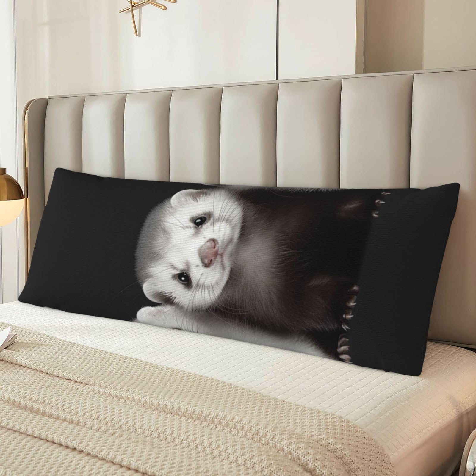 Fodpand Women's Black Ferrets Body Pillow Cover 20X54 Inches Soft Microfiber Long Pillow Case For Sleeping & Side Sleepers Comfy Breathable Decorative Body Pillowcase Gifts For Men