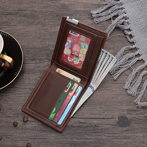 Miniatura 3 de OPALSTOCK Cartera plegable personalizada con texto fotográfico grabado personalizado de piel sintética RFID para hombre, cartera para novio, marido,