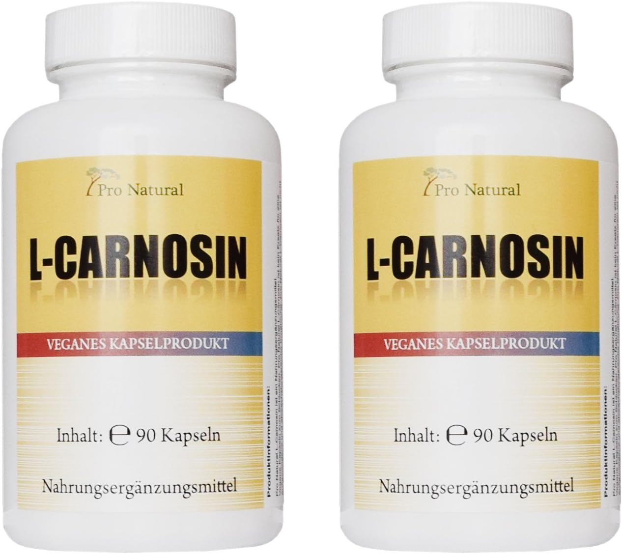 L-Carnosine 500 mg pure carnosine per capsule 180 vegetarische capsules (2 blikjes van 90 capsules)