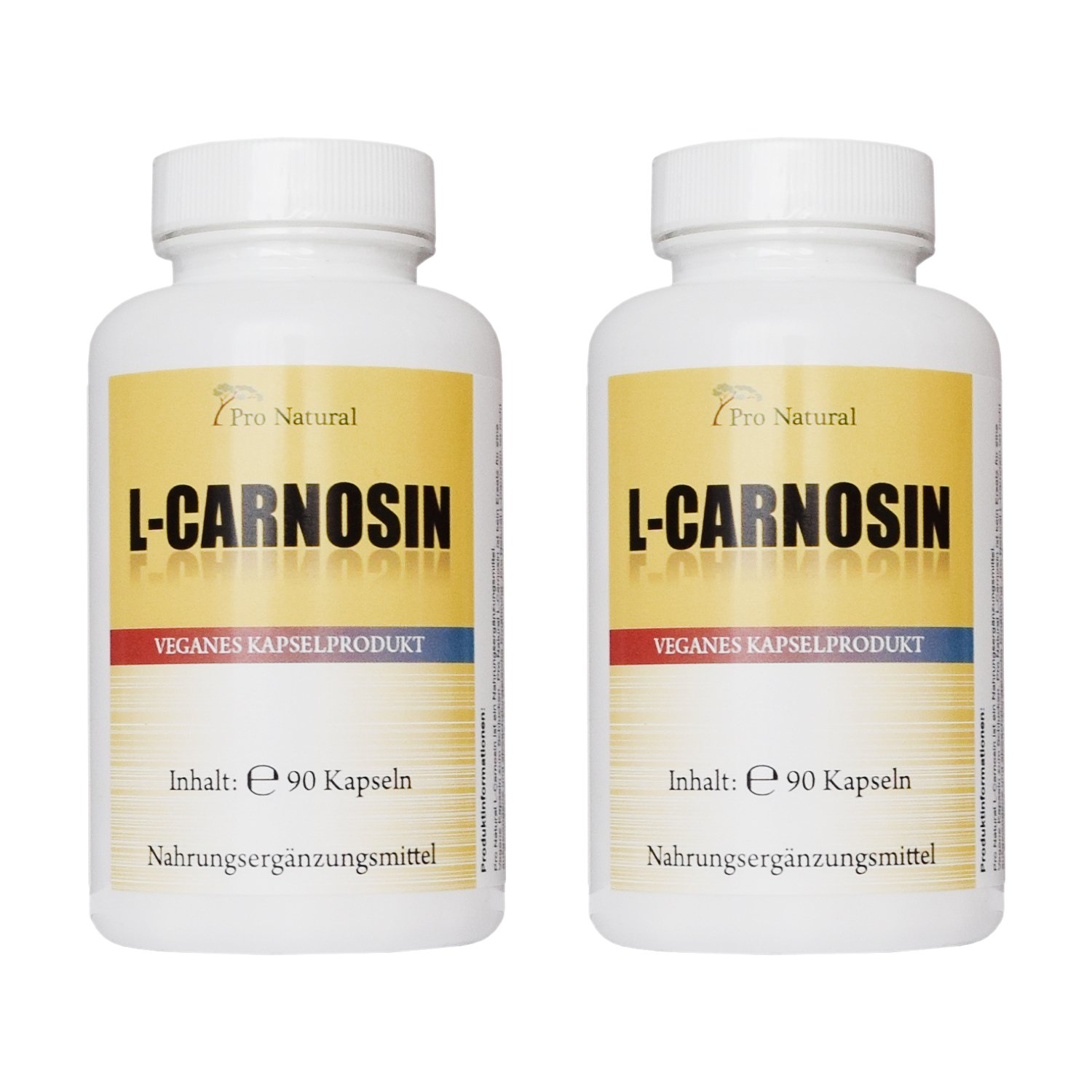 L-Carnosin 500mg reines Carnosin pro Kapsel 180 vegetarische Kapseln (2 Dosen a 90 Kapseln)