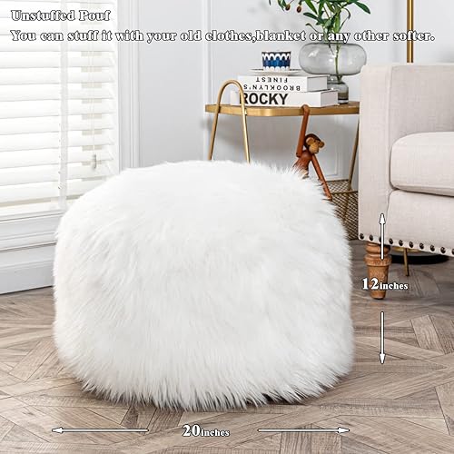 Miniatura 86 de Asuprui Puf otomano de relleno, puf de suelo, reposapiés redondo de 20 x 12 pulgadas, puf de piso, silla plegable de almacenamiento para sala de Puf